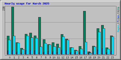 Hourly usage for March 2025